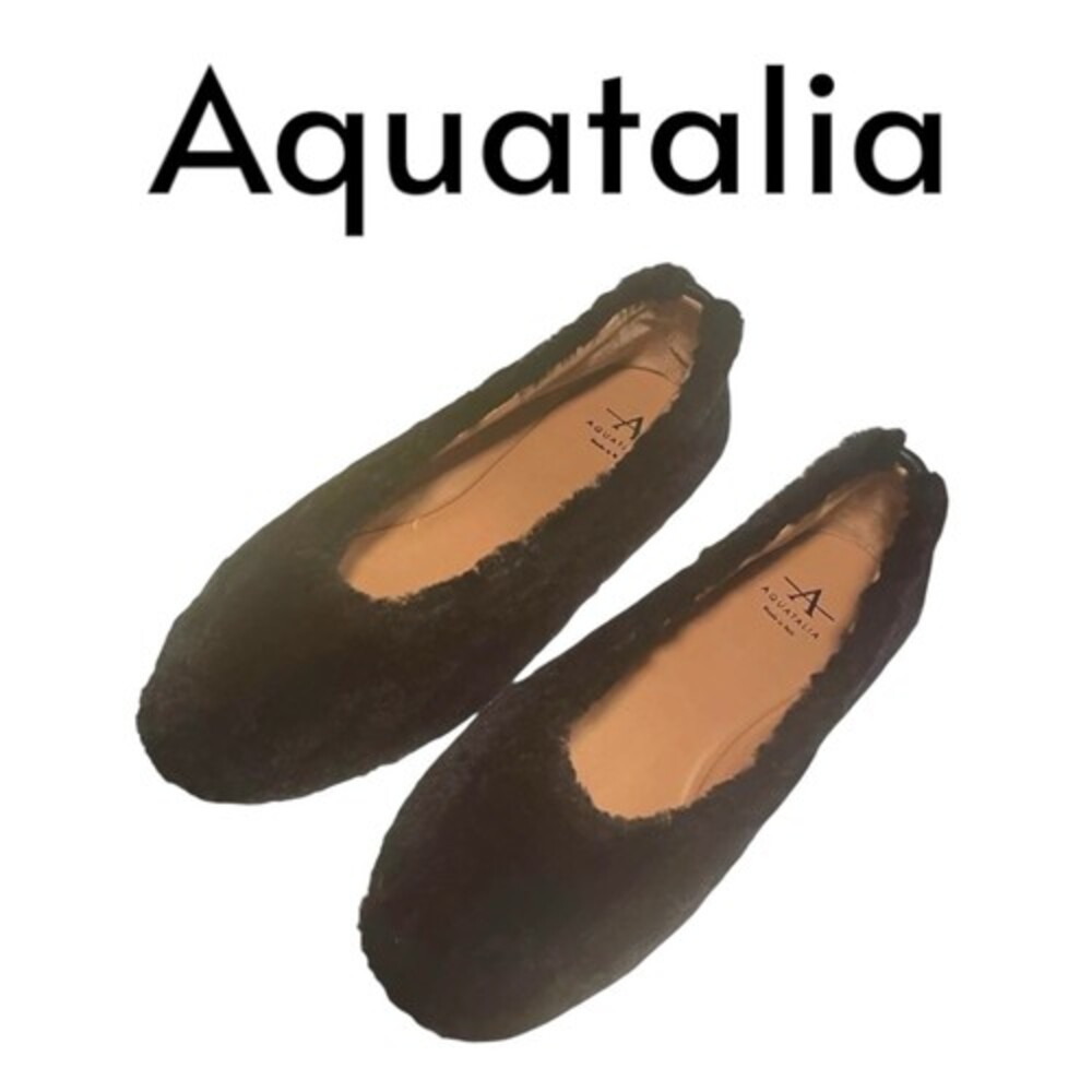Aquatalia Ballet Flats Brinley Women's Black Shearling Size 6 NEW